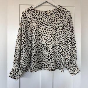 Nine West Animal Print Long Sleeve Blouse